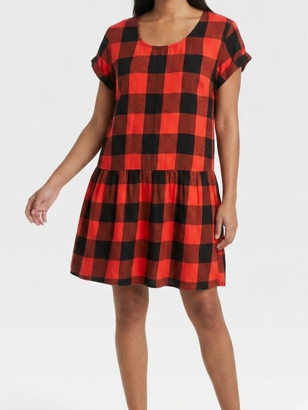 Old Navy Flannel Red and Black Buffalo Check Dropped Wait Dress L